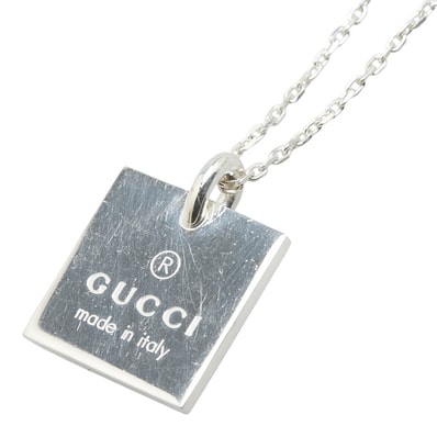 グッチ スクエア プレート ネックレス SV925 シルバー レディース GUCCI 【中古】