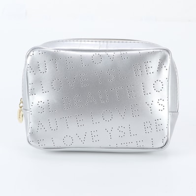 ■美品 イヴ サンローラン YSL パンチング シルバーポーチ