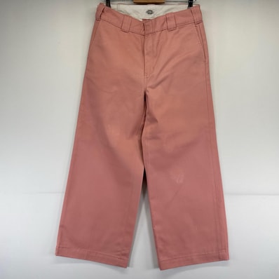 古着 ディッキーズ Dickies パンツ バギー ワイド フレアパンツ ワークパンツ ワンポイントロゴ 8R ピンク系 レディース