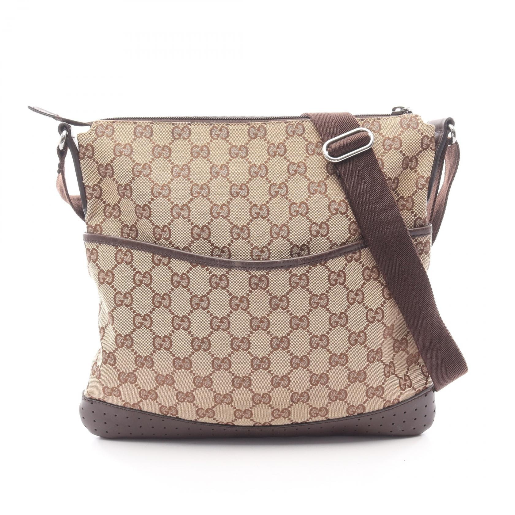 グッチ GUCCI GGキャンバス ショルダーバッグ バッグ キャンバス レザー レディース ベージュ系 / ブラウン系 145857 【中古】