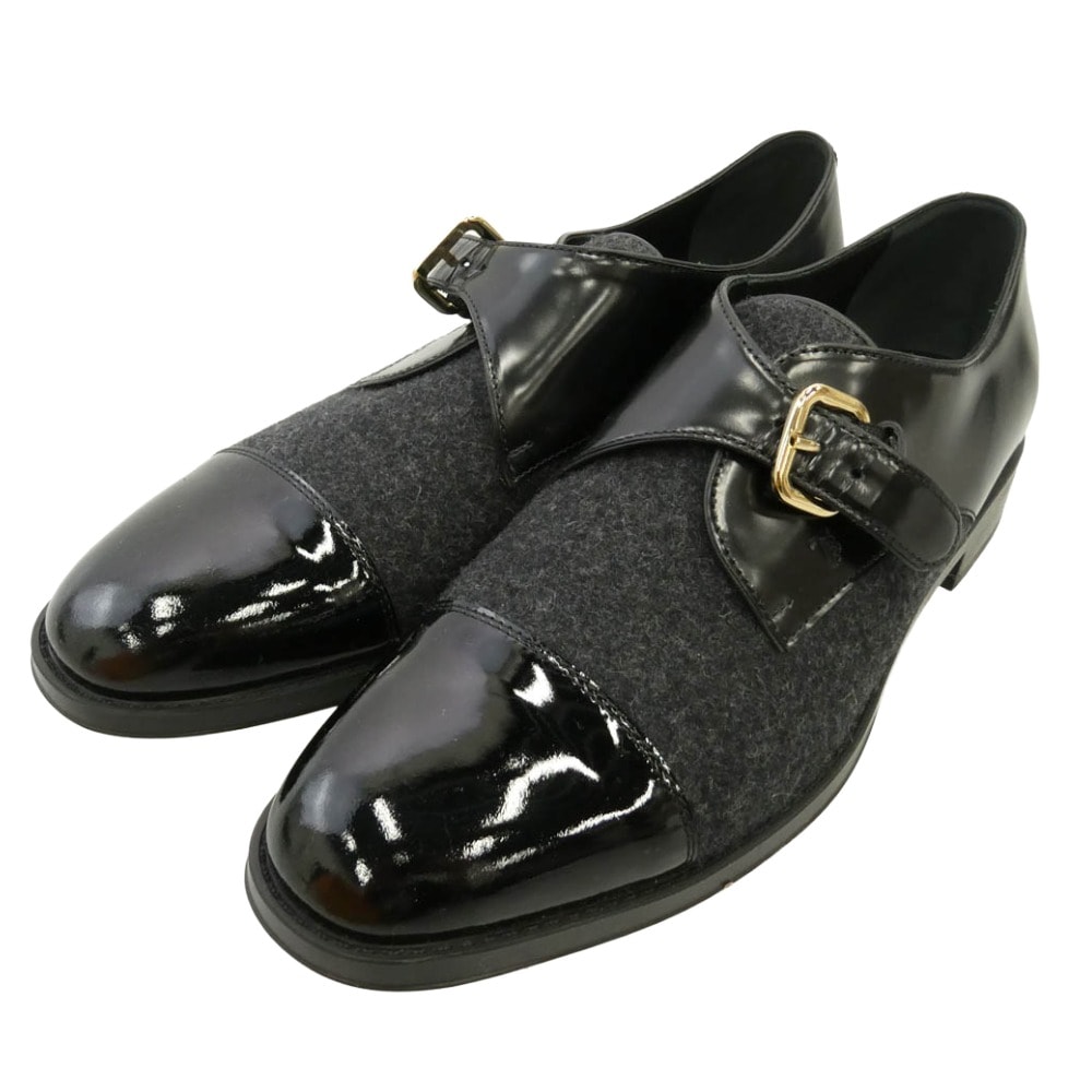 TOD’S トッズ レザー モンクストラップ ローファー ビジネス シューズ ブラック系 38【美品】【中古】