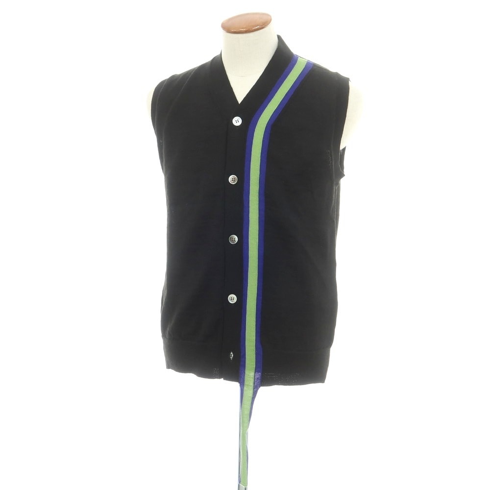 【中古】コムデギャルソン オムドゥ COMME des GARCONS HOMME DEUX 2025年春夏 ハイゲージ アクリルウール ニットベスト ブラック【サイズM】【メンズ】