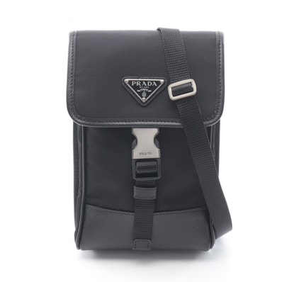 プラダ PRADA フォンケース ショルダーバッグ バッグ ナイロン サフィアーノレザー レディース ブラック系 2ZH1092DMH 【中古】