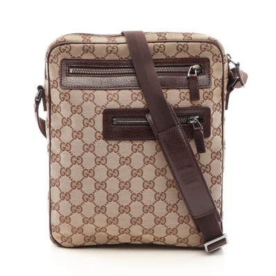グッチ GUCCI GGキャンバス ショルダーバッグ バッグ キャンバス レザー メンズ レディース ベージュ系 / ブラウン系 92551 【中古】