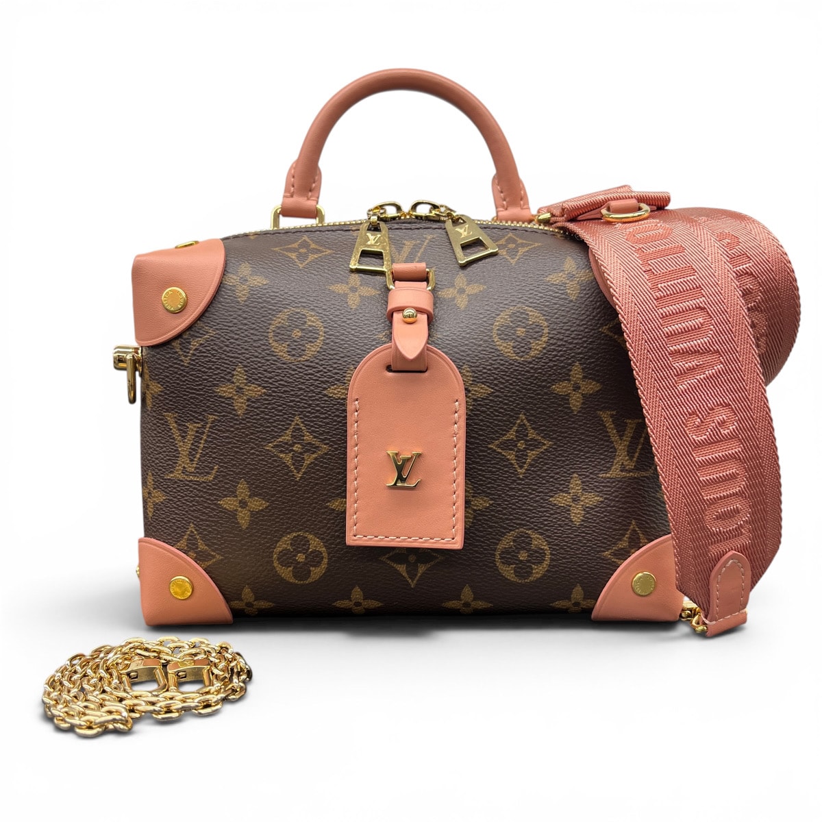 LOUIS VUITTON 希少 極美品 ルイヴィトン プティット マル スープル ペッシュ モノグラム 3way ハンドバッグ ショルダーバッグ チェーンバッグ M45531 レザー TR3240 ブラウン ピンク ヴィトン LV Aランク 中古 鑑定済