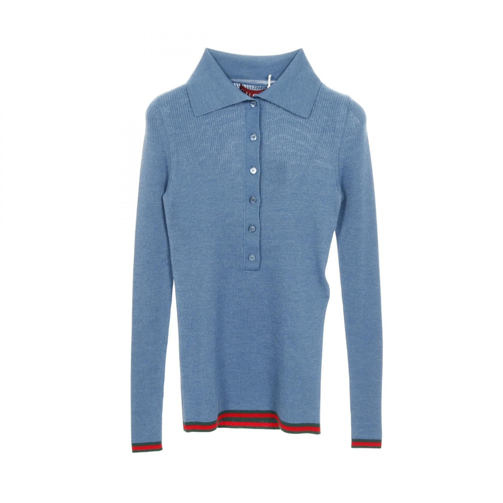 グッチ GUCCI シェリーライン ポロシャツ 衣料品 トップス カシミヤ シルク レディース ブルー系 / グリーン系 / レッド系 【中古】