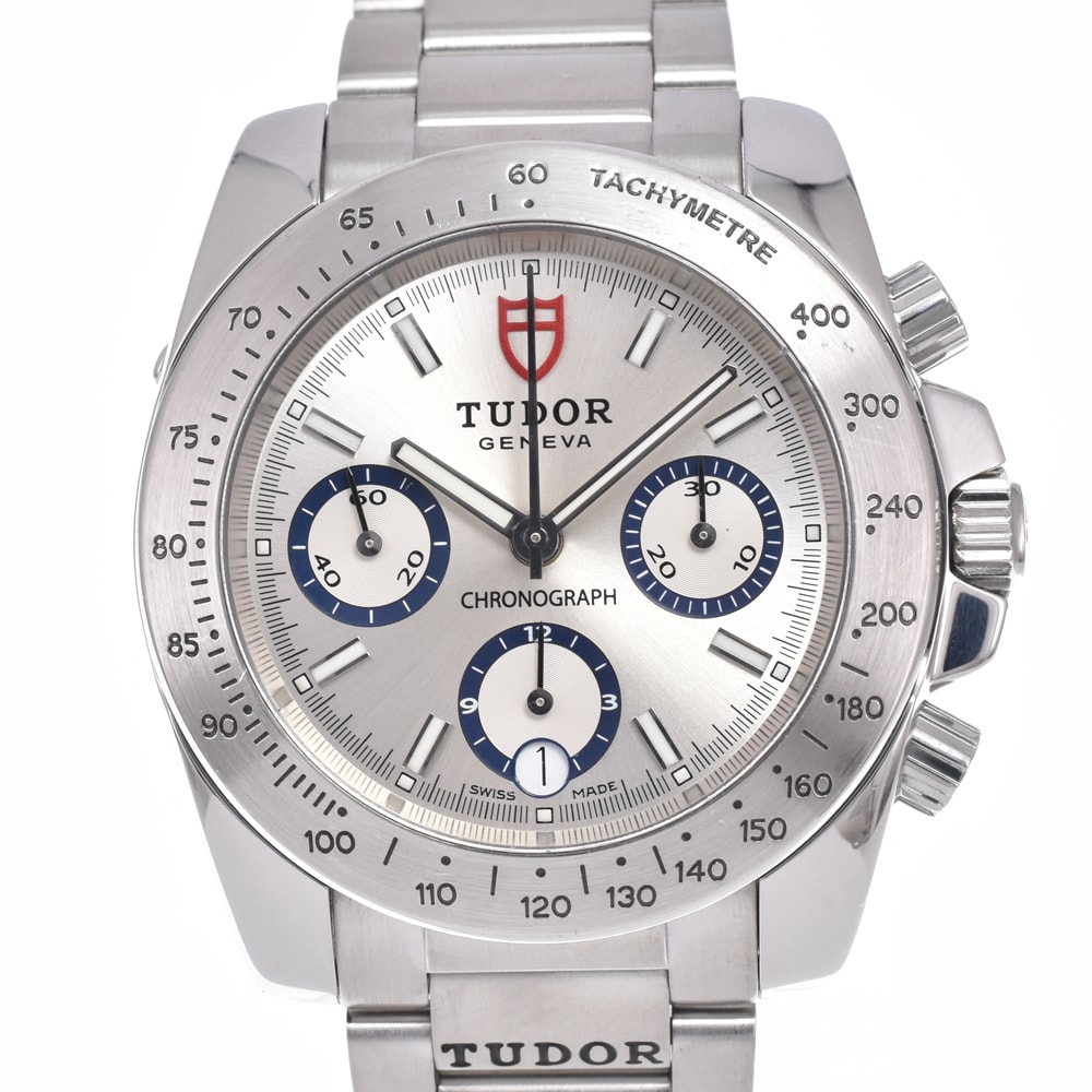 チューダー TUDOR 20300 スポーツライン クロノグラフ シルバー 自動巻き メンズ 良品 腕時計 B#149509