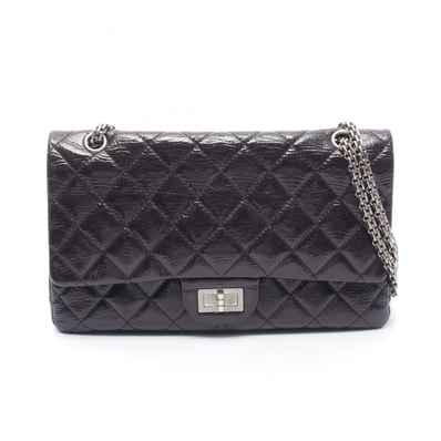 シャネル CHANEL 2.55 マトラッセ マキシ Wフラップ ショルダーバッグ バッグ パテントレザー レディース パープル系 【中古】