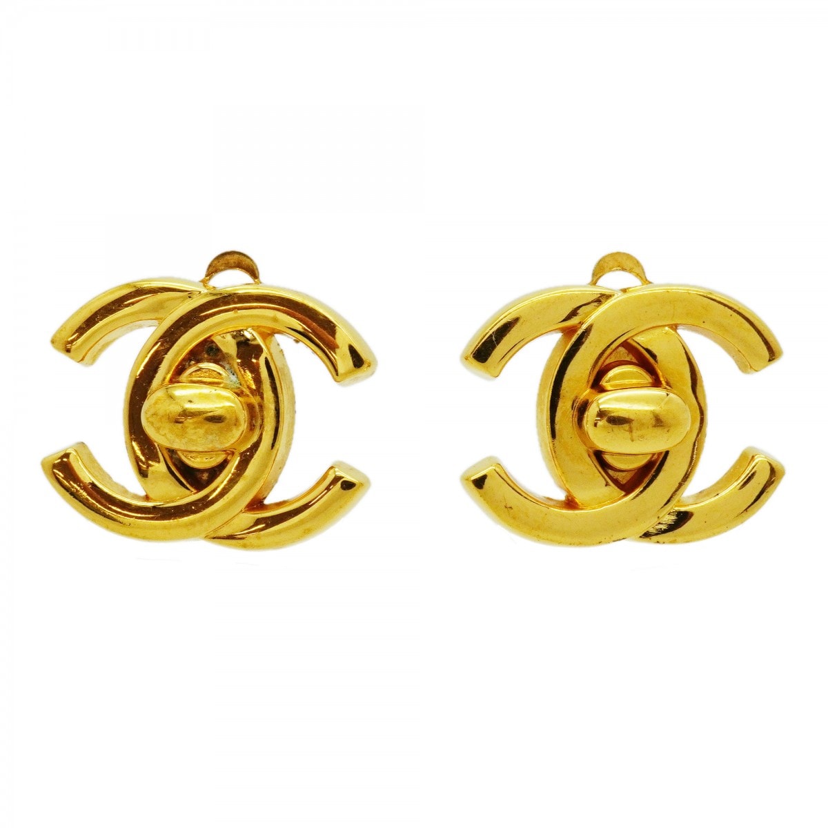 ★SALE【6jcb0689-k】シャネル イヤリング ヴィンテージ ココマーク ターンロック GPメッキ ゴールド【中古】レディース