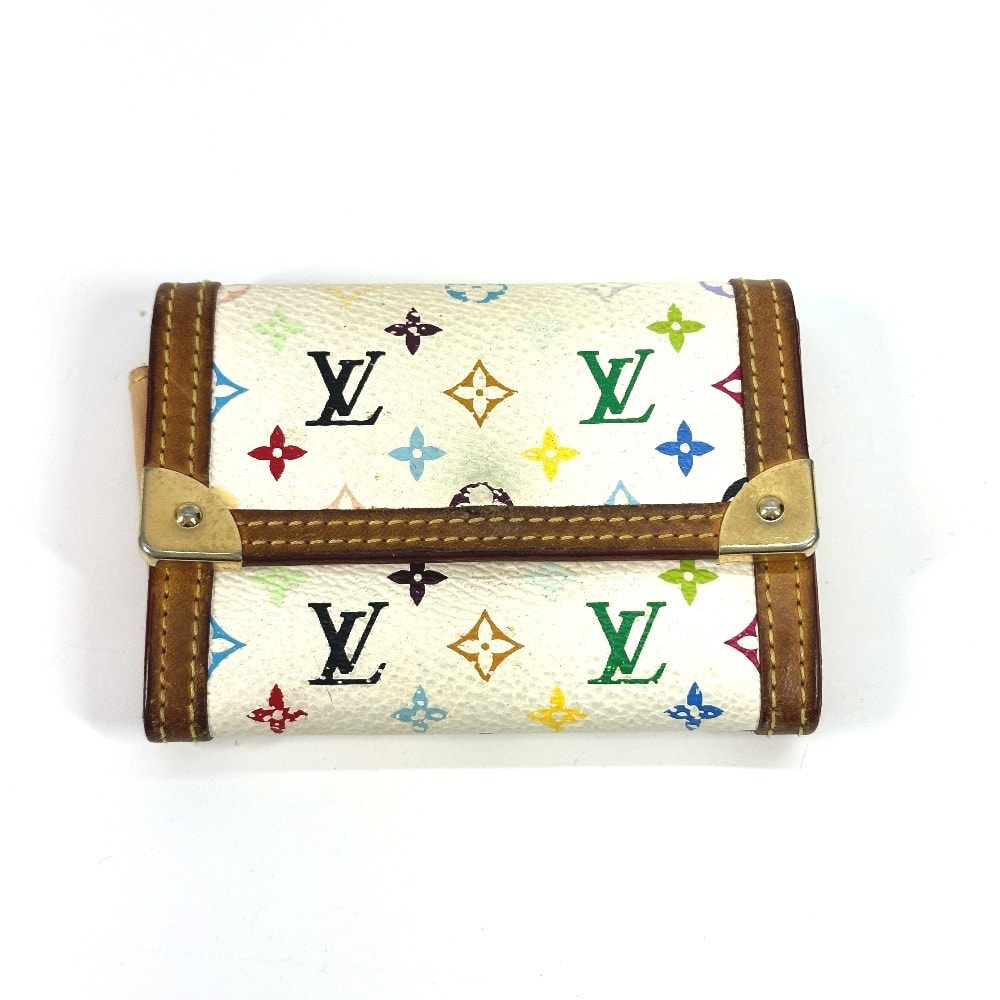 ルイヴィトン LOUIS VUITTON ポルトモネ・プラ M92657 モノグラムマルチカラー 財布 小銭入れ フラップ コインケース モノグラムマルチカラーキャンバス ブロン ホワイト