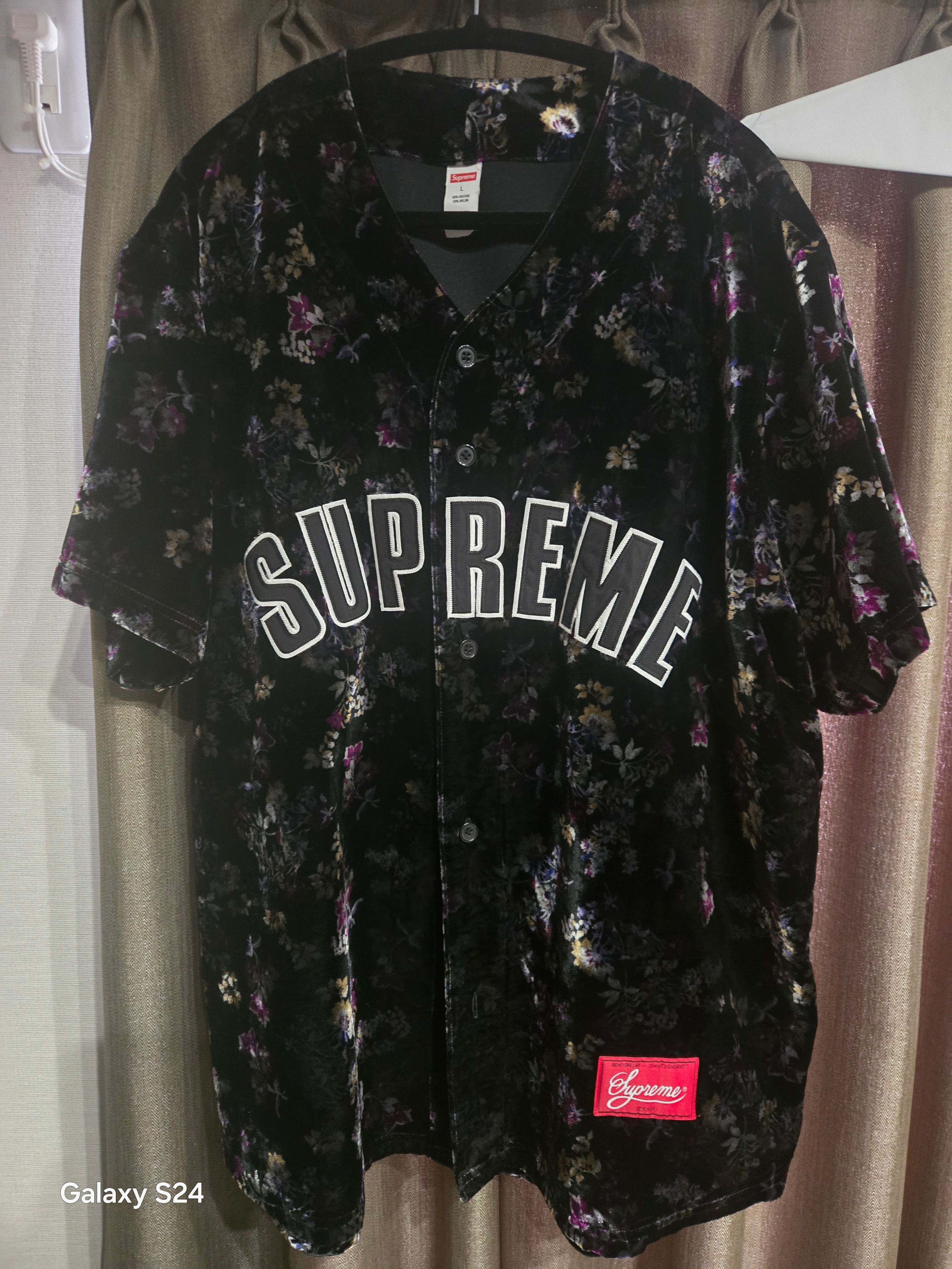 Supreme Floral Velour Baseball Jersey 
