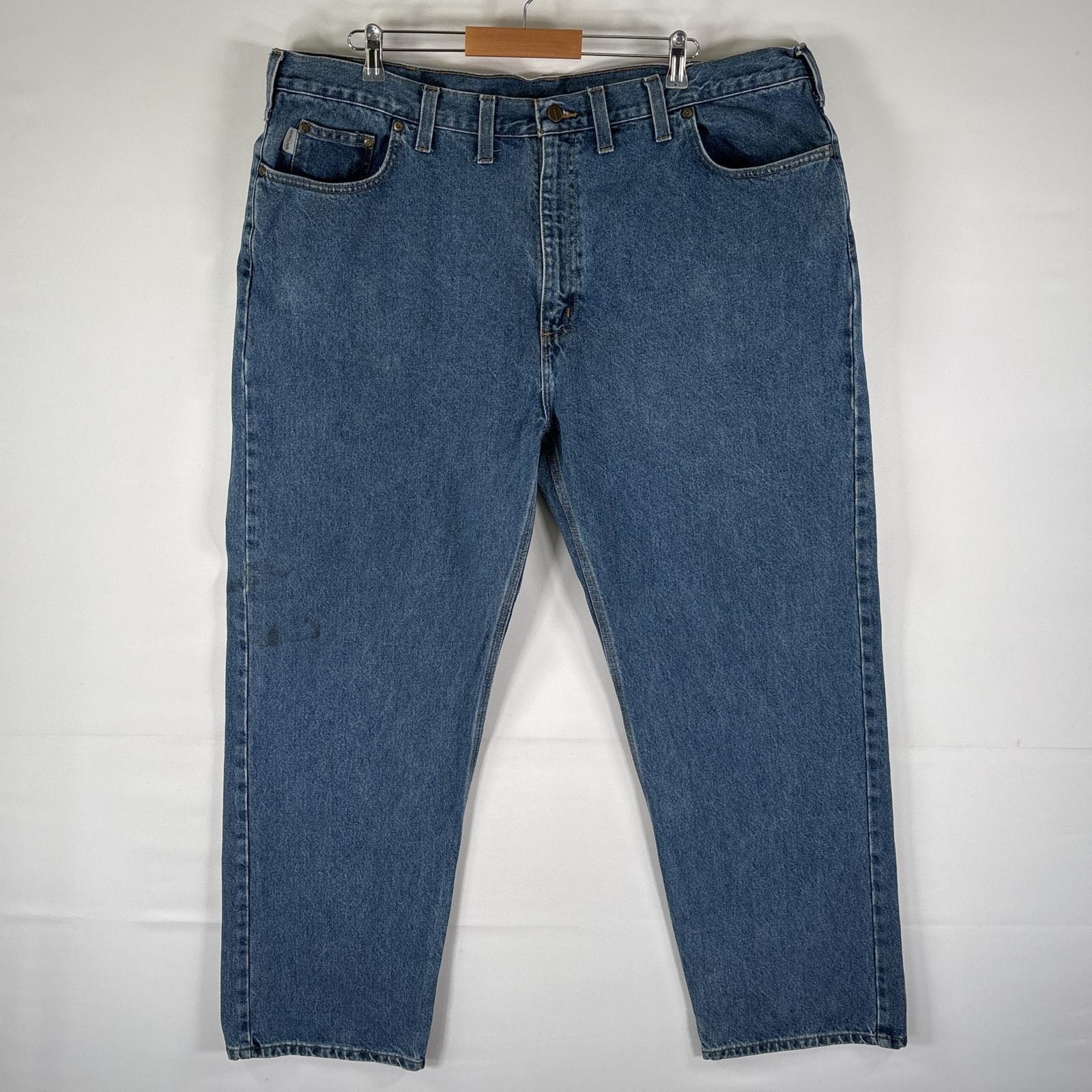 古着 カーハート Carhartt デニムパンツ 5ポケット ストレート ジップ 色落ち ワーク ジーンズ w46 L32 ブルー メンズ