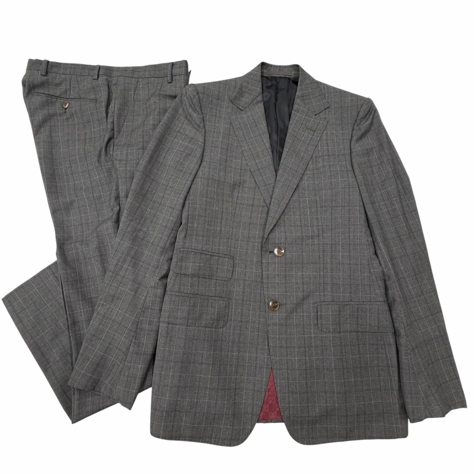 極美品 グッチ セットアップ シングルスーツ グレー メンズ 44 429341