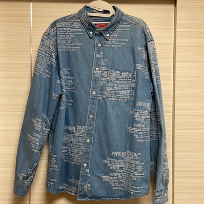Supreme Trademark Jacquard Denim Shirt "Washed Blue"