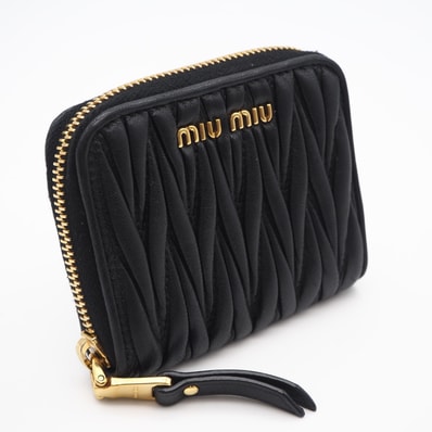 美品 MIUMIU ミュウミュウ マテラッセ コインケース 5MM268 コインケース ブラック ラムスキン レディース