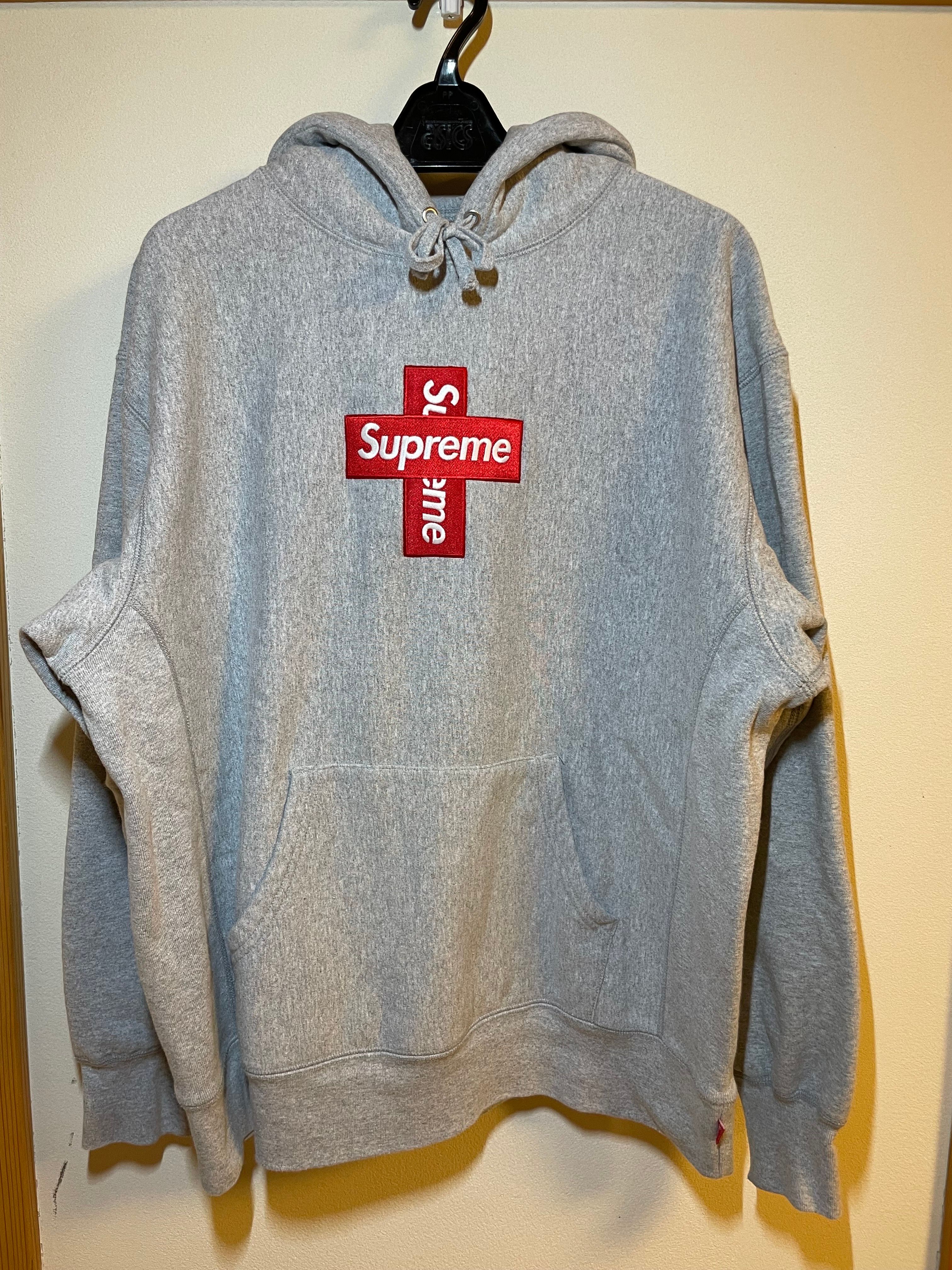 Supreme Cross Box Logo Hooded Sweatshirt "Grey"