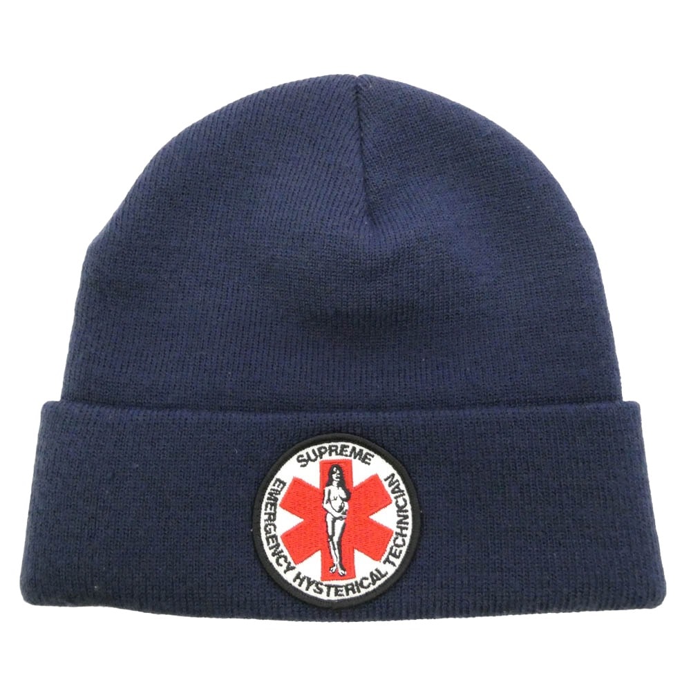 Supreme シュプリーム HYSTERIC GLAMOUR ヒステリックグラマー 17AW ワッペン ビーニー ニット帽 帽子 ネイビー系【中古】