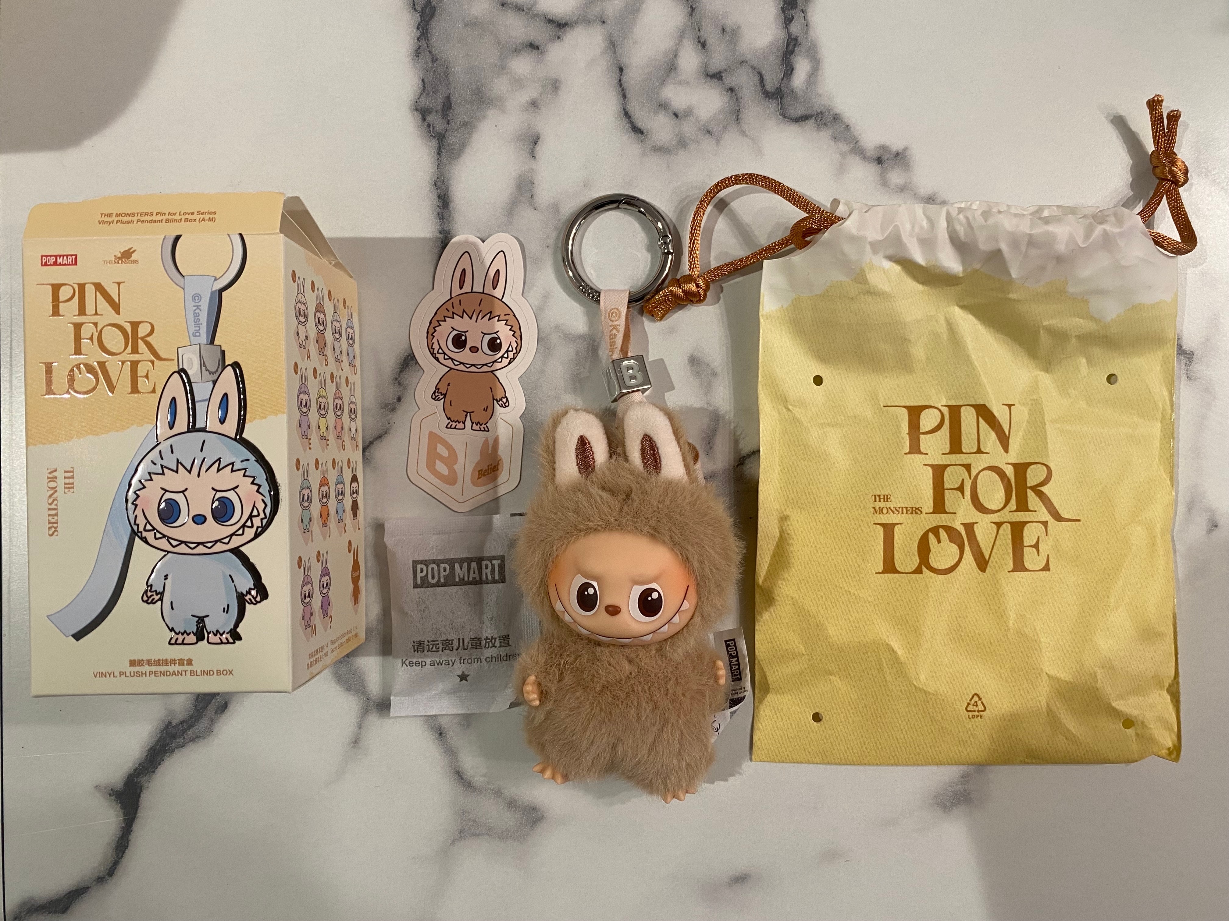 POP MART THE MONSTERS (LABUBU) Pin for Love Series-Vinyl Plush Pendant (A-M) B