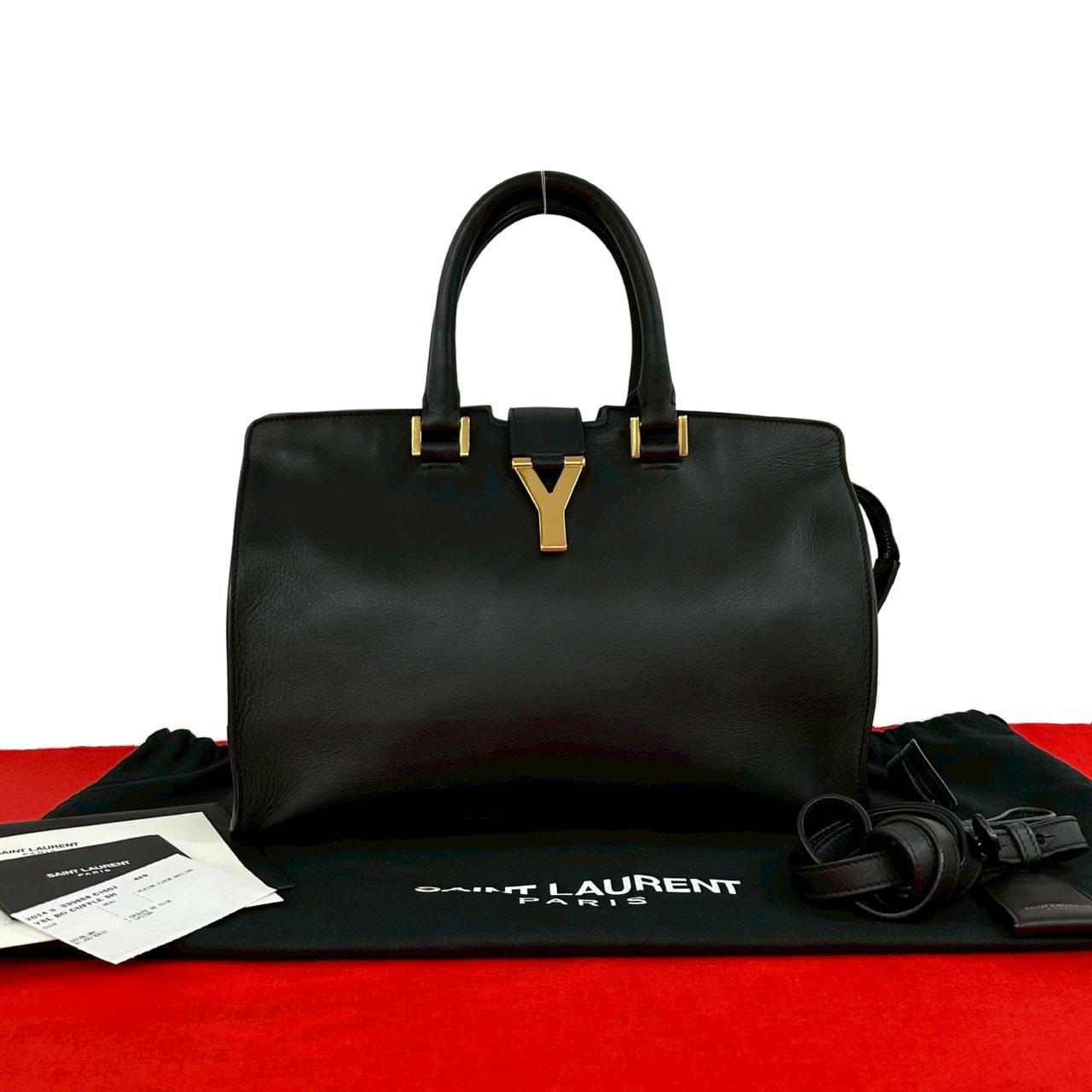 SAINT LAURENT PARIS サンローランパリ プチ カバス Yライン  レザー ショルダーバッグ ブラック
 52426