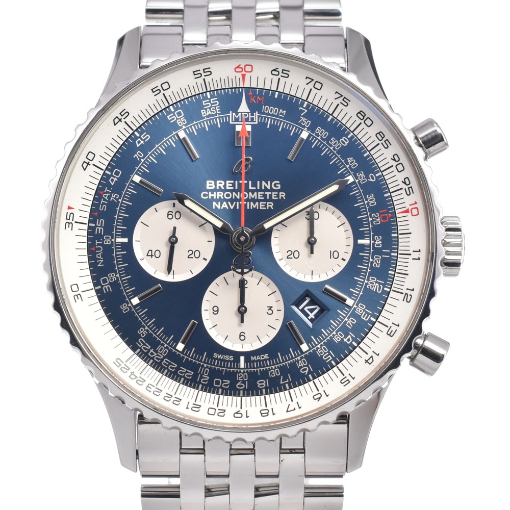 ブライトリング BREITLING AB0127 ナビタイマー01 クロノグラフ ブルー/シルバー 自動巻き メンズ 美品 腕時計 K#150359