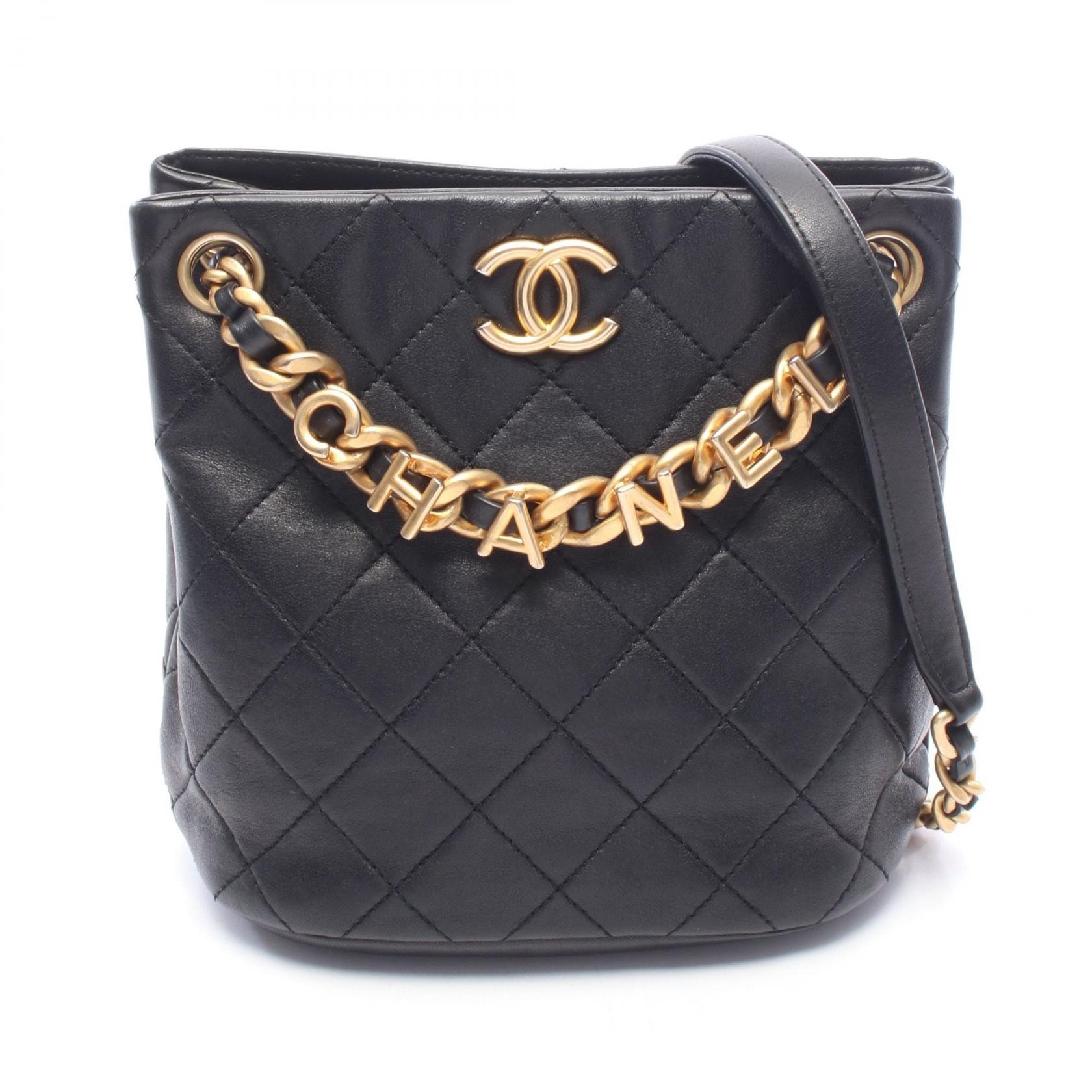シャネル CHANEL マトラッセ スモール バケットバッグ ショルダーバッグ バッグ ラムスキン(羊革) レディース ブラック系 【中古】