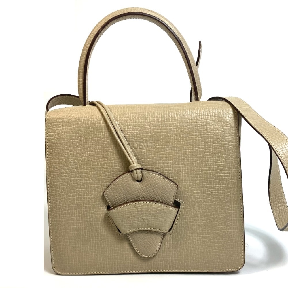 ロエベ LOEWE バルセロナ カバン 2WAY ショルダーバッグ ハンドバッグ レザー ベージュ
