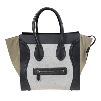 セリーヌ トリコロール ラゲージ ミニショッパー ハンドバッグ レザー 165212TSL38NO ホワイト レディース CELINE 中古