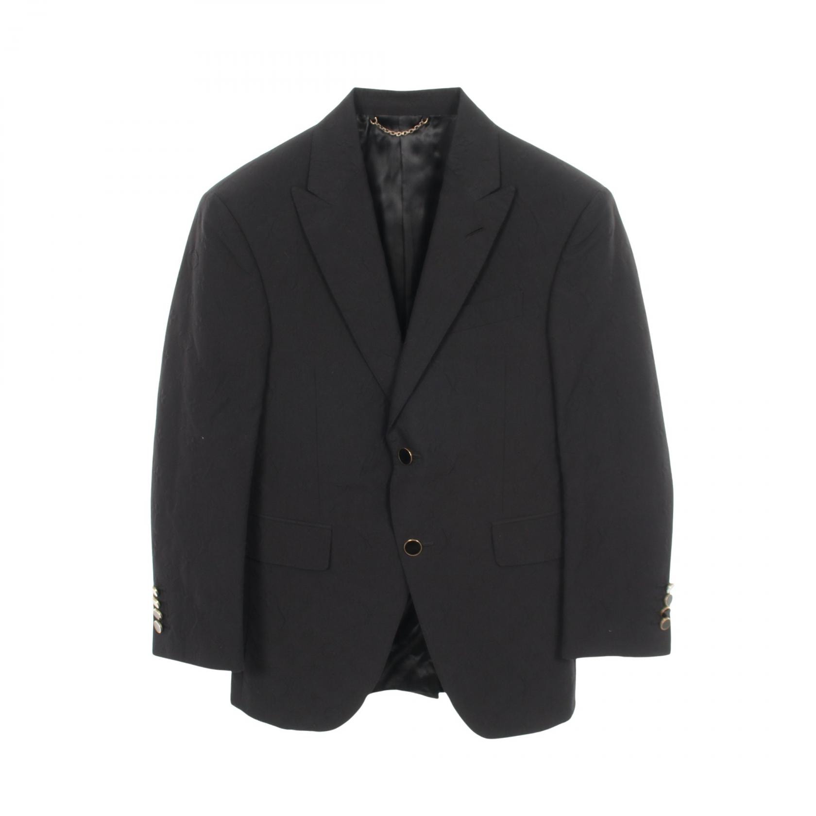 ルイ・ヴィトン LOUIS VUITTON モノグラムエンボス テーラードジャケット 衣料品 アウター コットン メンズ ブラック系 【中古】