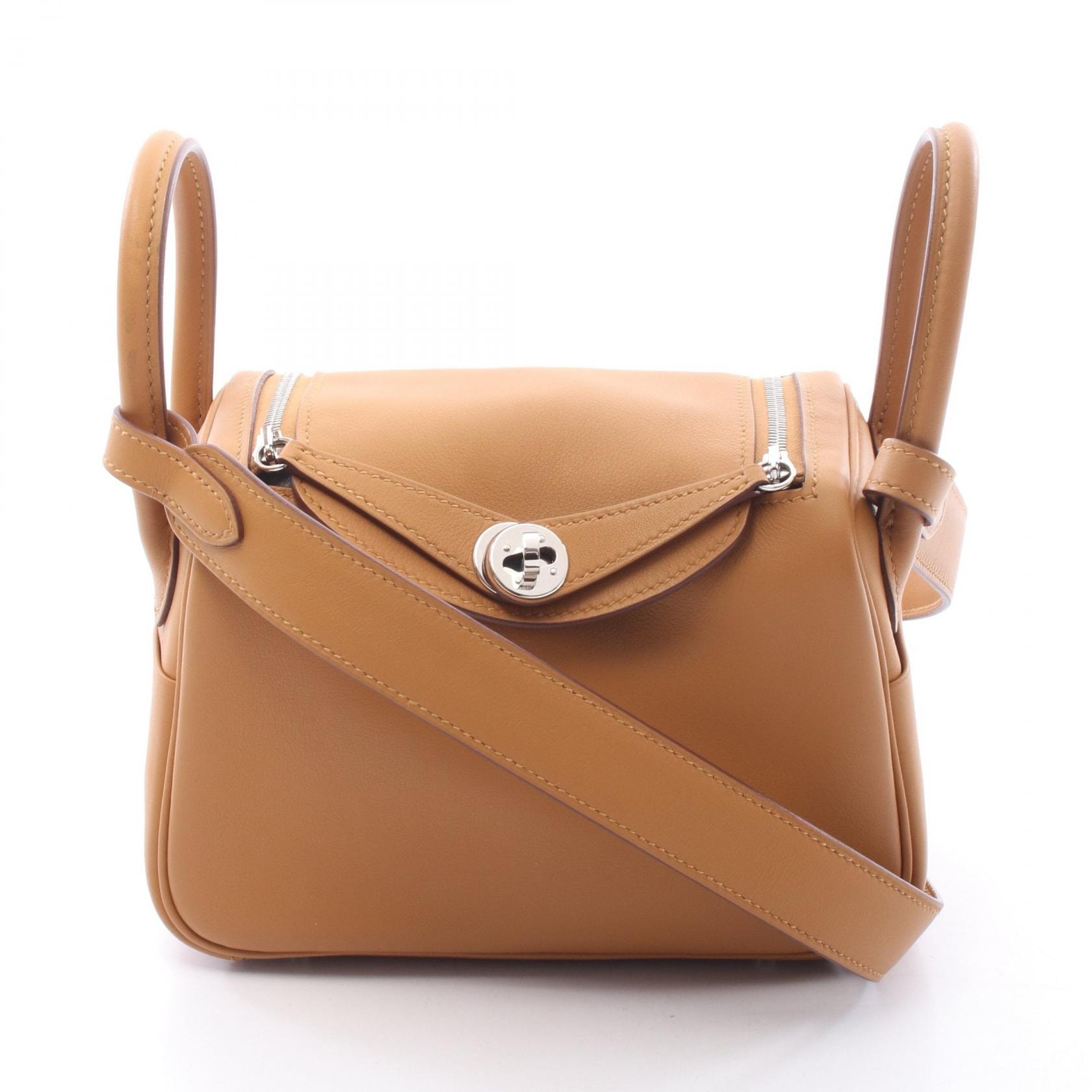 エルメス HERMES リンディ ミニ ヴェルソ キャメル セレステ ショルダーバッグ バッグ ヴォースイフト ヴォースイフト W刻印(2024年製造) レディース ブラウン系 【中古】