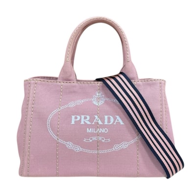 プラダ カナパトートSS ショルダーバッグ キャンバス 1BG439 ピンク レディース PRADA 中古