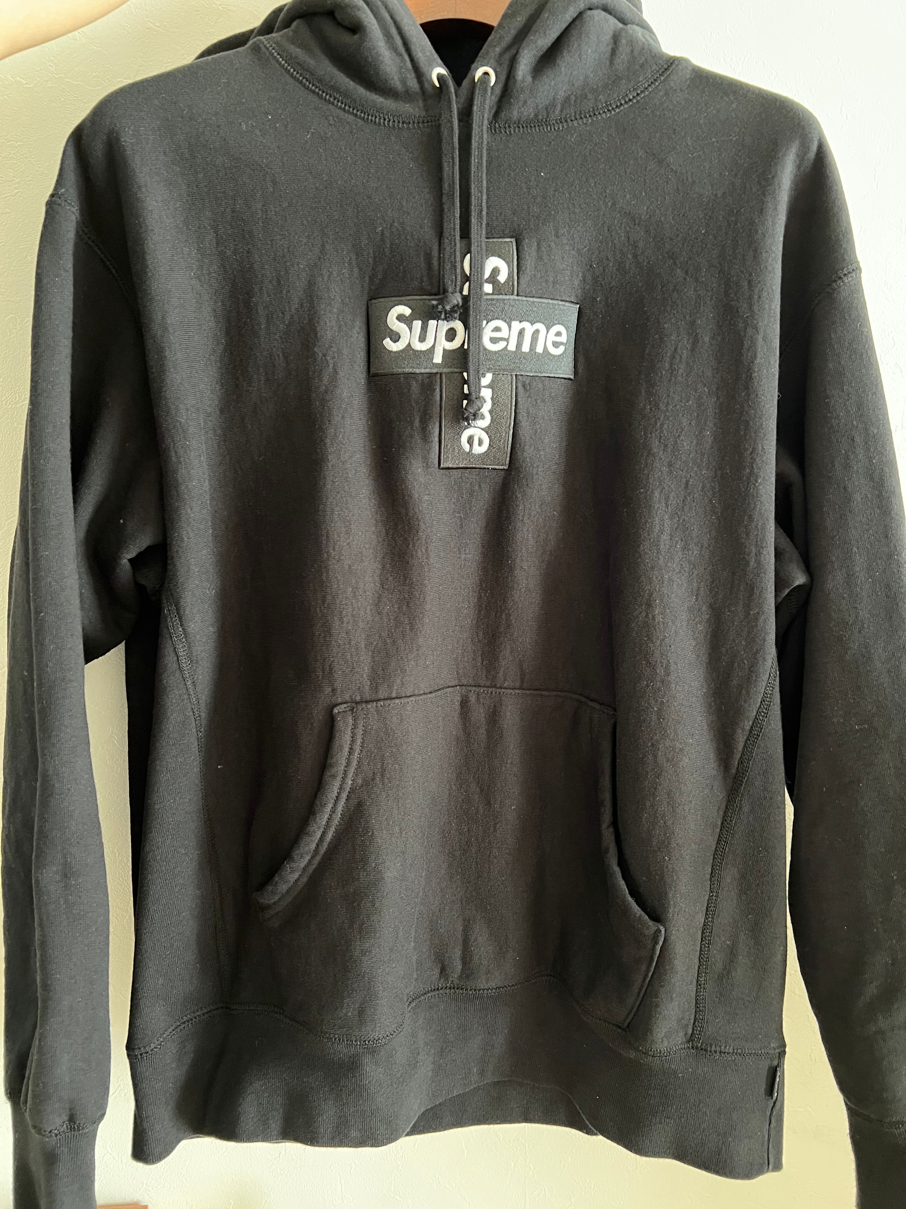 Supreme Cross Box Logo Hooded Sweatshirt "Black"