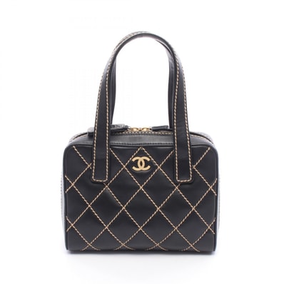シャネル CHANEL ワイルドステッチ ミニ ハンドバッグ バッグ レザー レディース ブラック系 【中古】