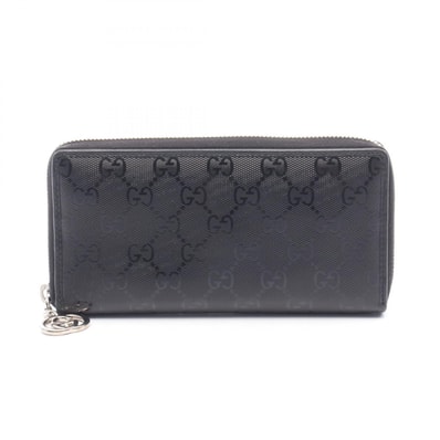 グッチ GUCCI GGインプリメ ラウンド長財布 財布 PVCコーティングキャンバス レザー レディース ブラック系 307982 【中古】