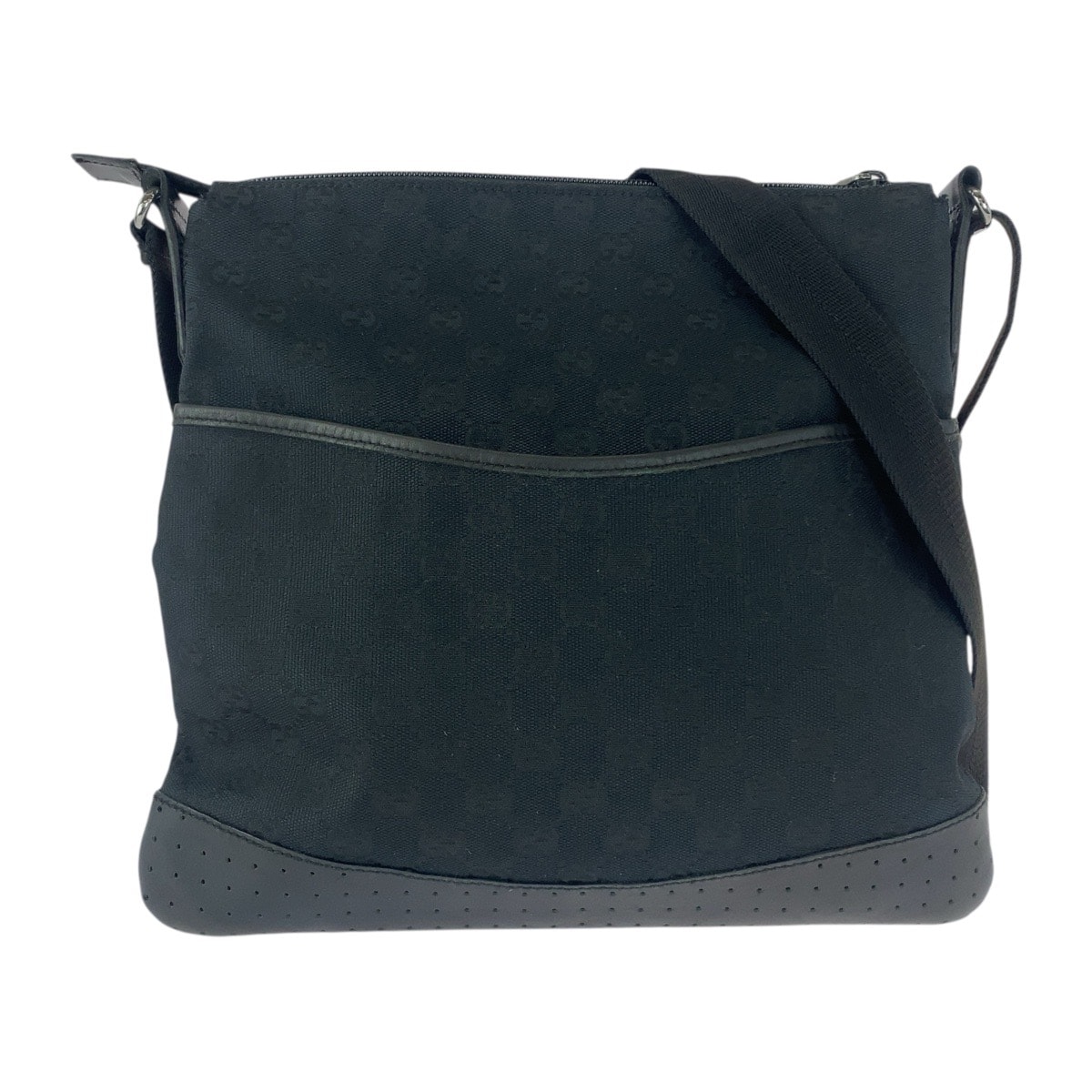 GUCCI グッチ ブラック 黒 シルバー金具 GGキャンバス レザー/ ショルダーバッグ メッセンジャーバッグ 505512 【中古】