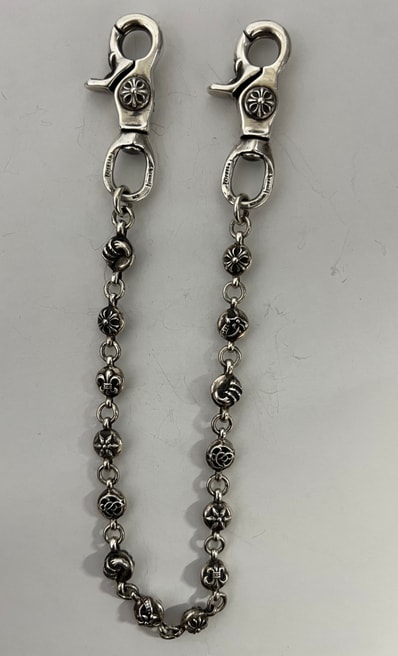 Chrome Hearts 2 Clip #1 Multi Ball Wallet Chain Long "Silver"