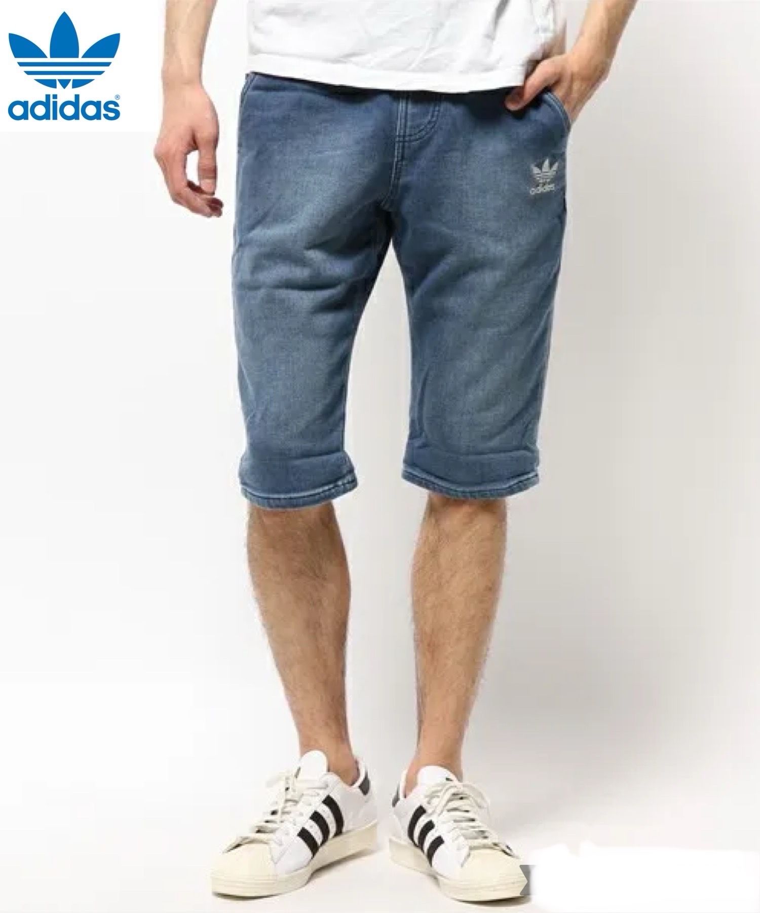 新品✨adidas アディダス オリジナルス デニム スウェット ハーフパンツ