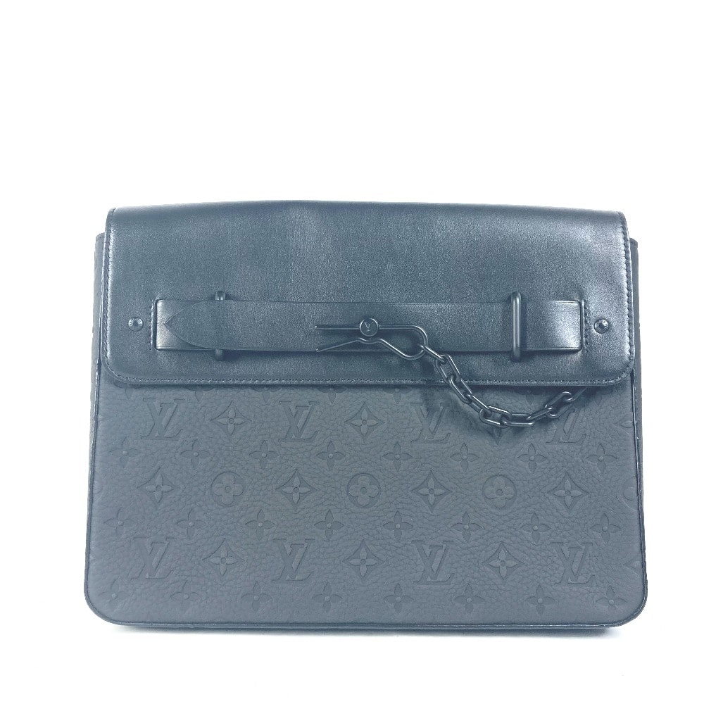 ルイヴィトン LOUIS VUITTON ポシェット・スティーマー M80140 トリヨンモノグラム カバン ストラップ付 クラッチバッグ トリヨンレザー ノワール ブラック 美品