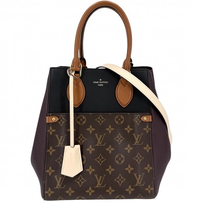 LOUIS VUITTON ルイヴィトン 2WAY フォールドトートMM ハンドバッグ ショルダーバッグ 肩掛け 斜め掛け トートバッグ M45409 モノグラムキャンバス ブラウン 茶 ブラック 黒 ゴールド金具 レディース【中古品】
