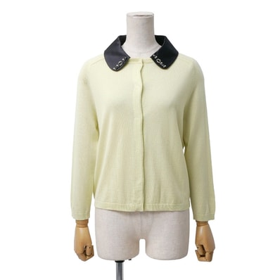 Max Mara Studio マックスマーラ ストゥディオ カーディガン サイズM サテン襟 ビジュー装飾 シルク×ウール ニット ブランド古着【中古】20260123/RA7370