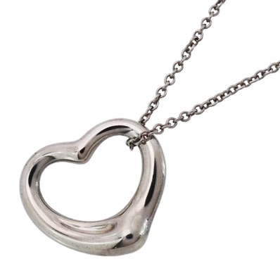 【6jdb0439-k】ティファニー ネックレス オープンハート シルバー925【中古】レディース