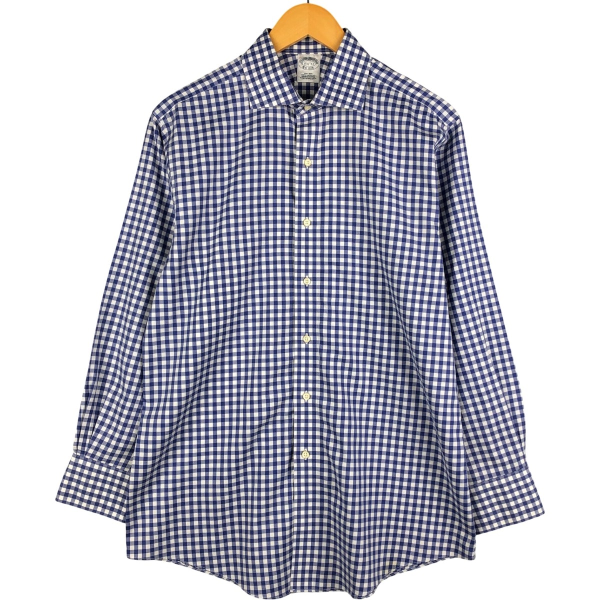 古着 ブルックスブラザーズ Brooks Brothers Est.1818 ギンガムチェック ワイドカラー 長袖 コットンチェックシャツ メンズM相当/eaa600554