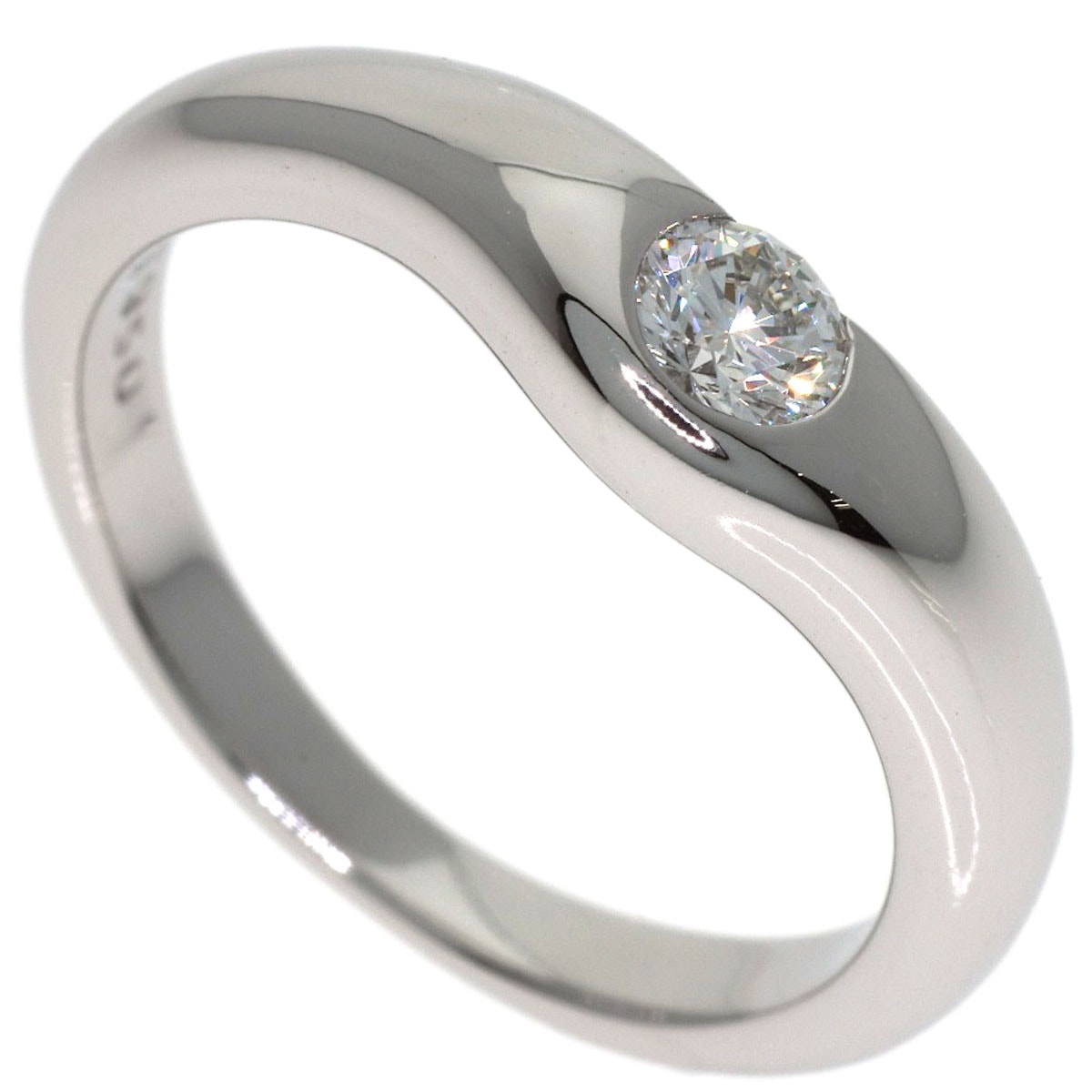 TIFFANY&Co. ティファニー カーブドバンド 1P ダイヤモンド リング・指輪 PT950 レディース [中古]