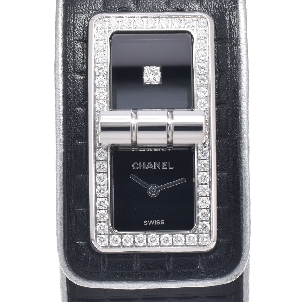 シャネル CHANEL H6208 コード ココ ダイヤモンド ブラック クォーツ レディース 美品 箱・保証書付き 腕時計 P#148936