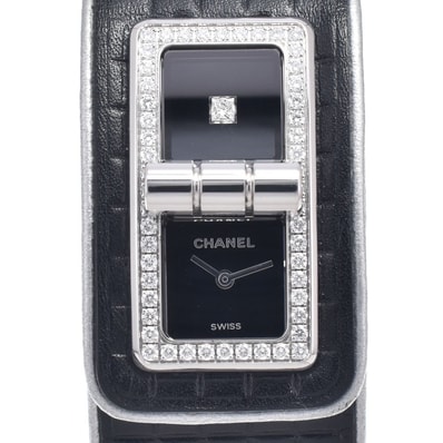 シャネル CHANEL H6208 コード ココ ダイヤモンド ブラック クォーツ レディース 美品 箱・保証書付き 腕時計 P#148936