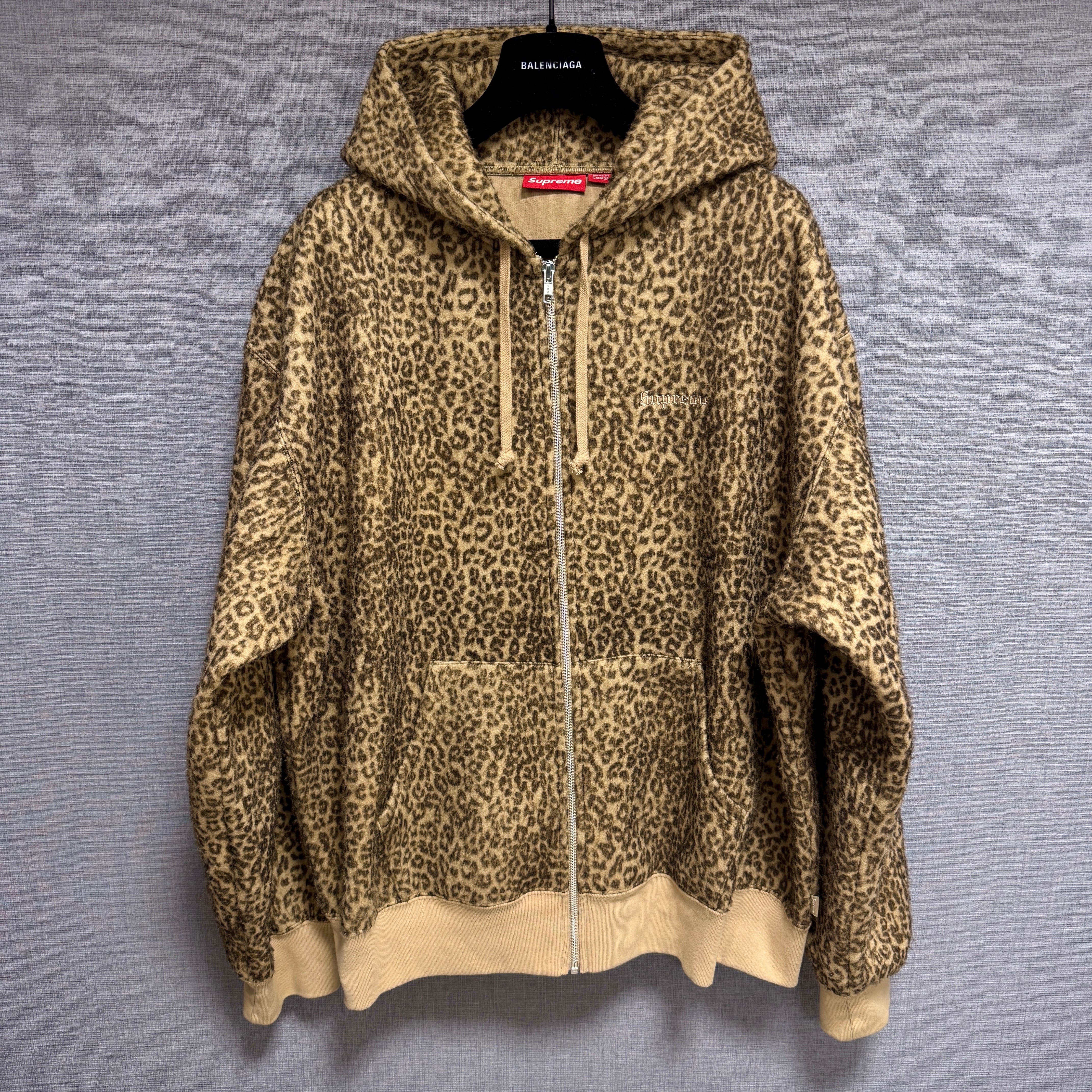 Supreme Pilled Zip Up Hooded Sweatshirt "Cheetah"