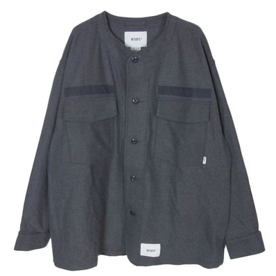 WTAPS ダブルタップス 22AW 222WVDT-SHM04 Scout LS Rapo. Twill スカウト ロングスリーブ ラポ ツイル 長袖 ノーカラー ジャケット グレー系 3【中古】
