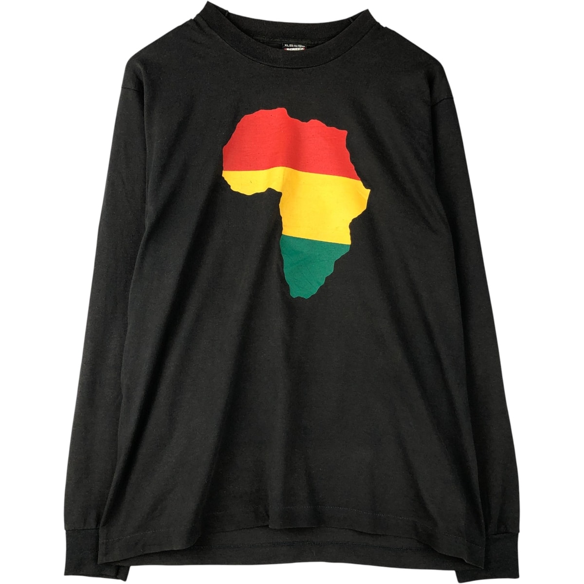 古着 90年代 フルーツオブザルーム FRUIT OF THE LOOM アフリカ大陸 ラスタカラー ロングTシャツ ロンT USA製 メンズXL相当 ヴィンテージ/eaa591312