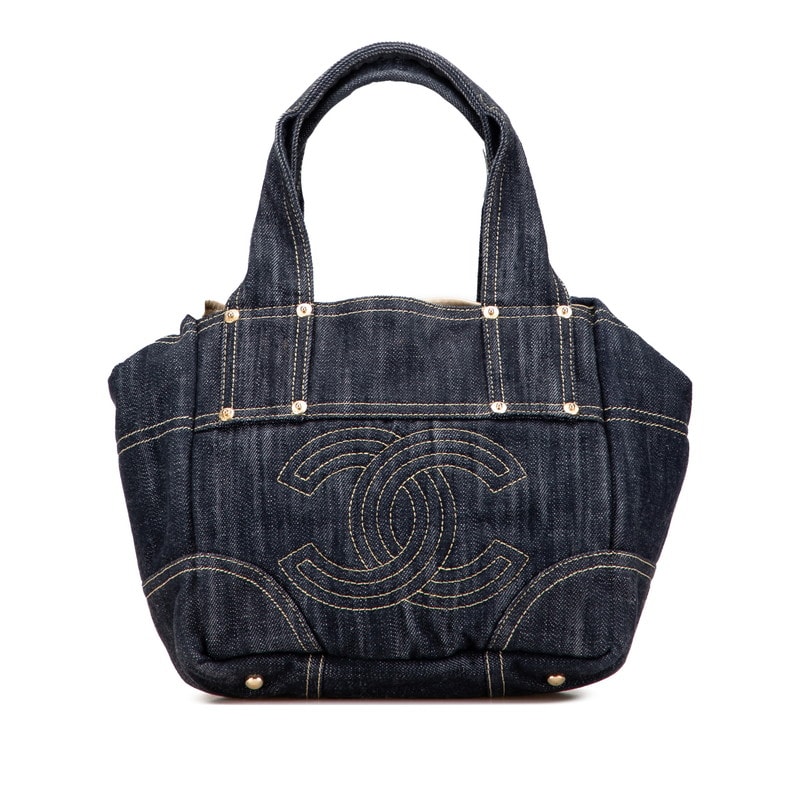シャネル スパークリングデニム ココマーク ハンドバッグ A31985 インディゴブルー デニム レディース CHANEL 【中古】
