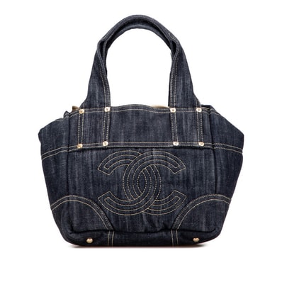 シャネル スパークリングデニム ココマーク ハンドバッグ A31985 インディゴブルー デニム レディース CHANEL 【中古】