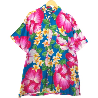 古着 ラルフローレン Ralph Lauren ハイビスカス柄 ボタンダウン ハワイアンアロハシャツ メンズXL相当/eaa553842